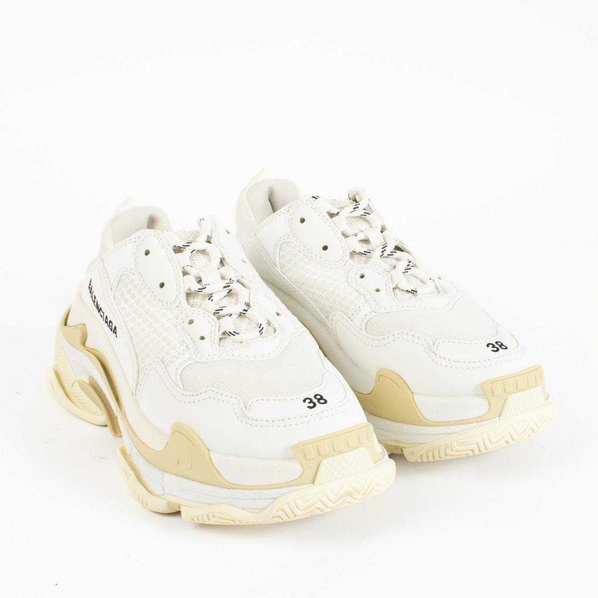 Authentic preloved Balenciaga White Triple S Sneakers - Size 38 on Labellov.com