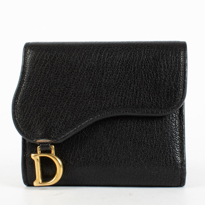 Shop safe online at Labellov in Antwerp Brussels and Knokke this 100% authentic second hand Christian Dior Black Saddle Lotus Wallet