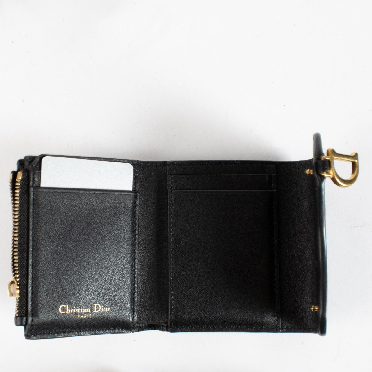 Shop safe online at Labellov in Antwerp Brussels and Knokke this 100% authentic second hand Christian Dior Black Saddle Lotus Wallet