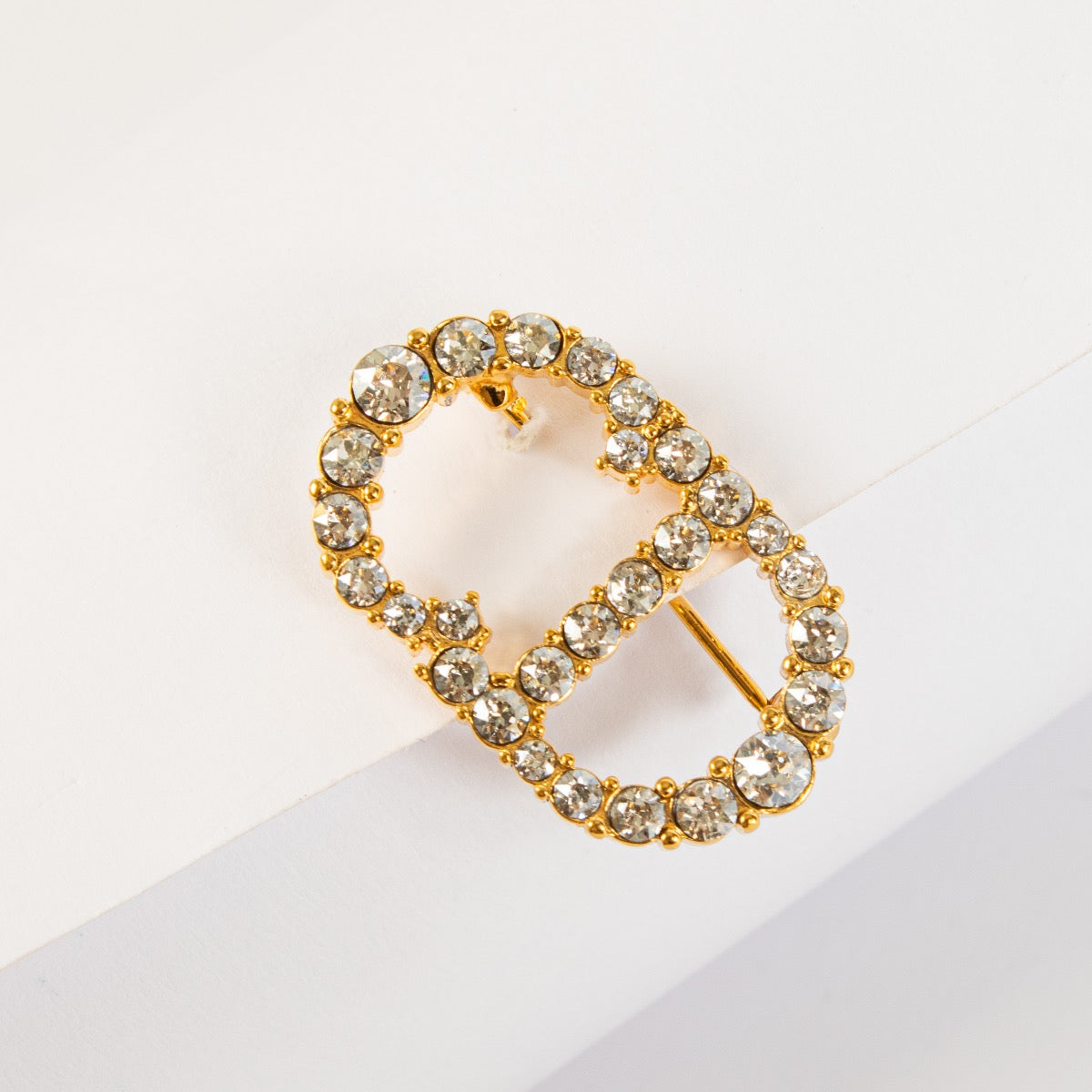 shop 100% authentic second hand Christian Dior Gold Crystal Clair D Lune Brooch on Labellov.com
