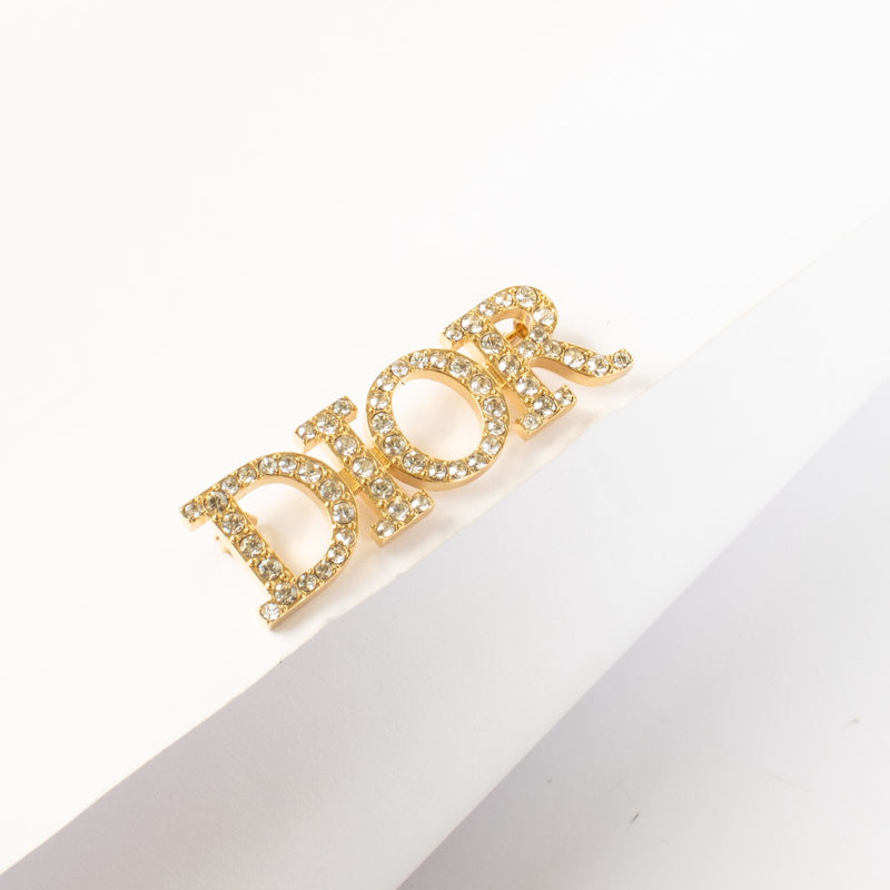 shop 100% authentic second hand Christian Dior Gold Crystal Dio(r)evolution Brooch on Labellov.com