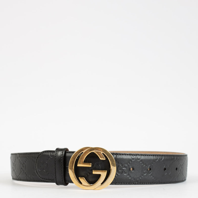 shop 100% authentic second hand Gucci Black Signature Belt - Size 75 on Labellov.com