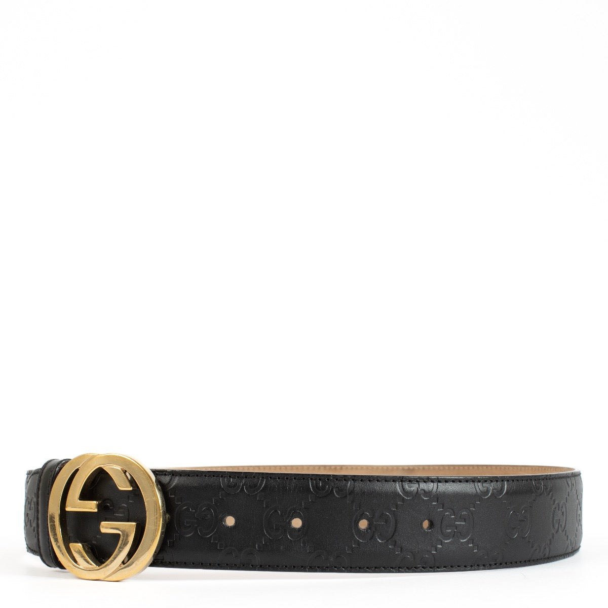 shop 100% authentic second hand Gucci Black Signature Belt - Size 75 on Labellov.com