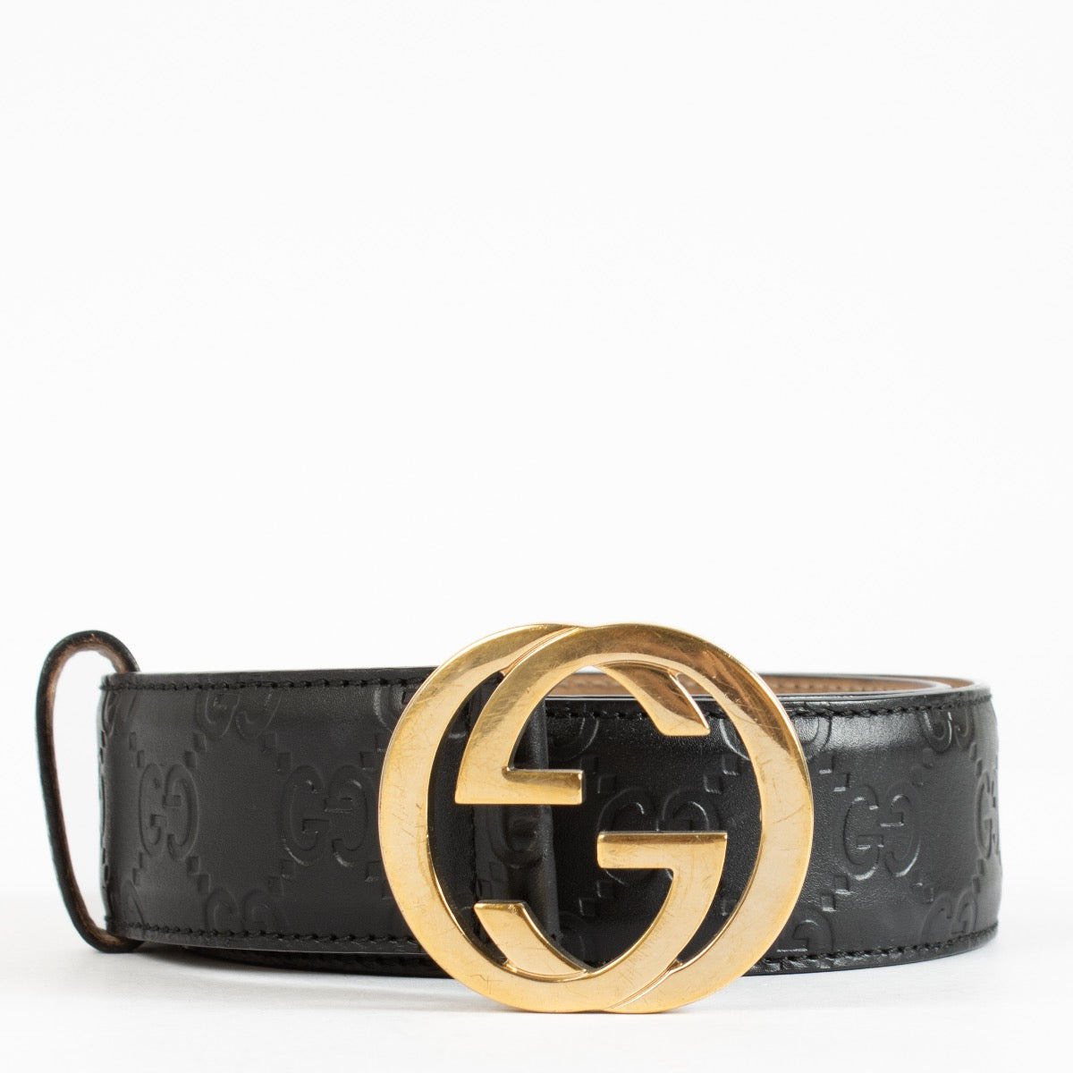 shop 100% authentic second hand Gucci Black Signature Belt - Size 75 on Labellov.com