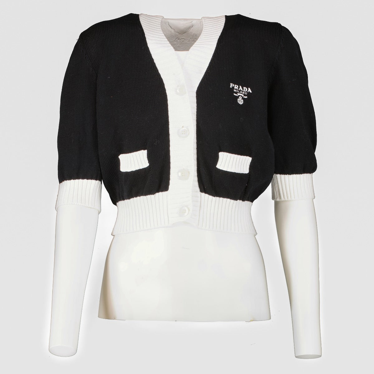 Prada 2021 Black Cropped Cardigan - Size IT40