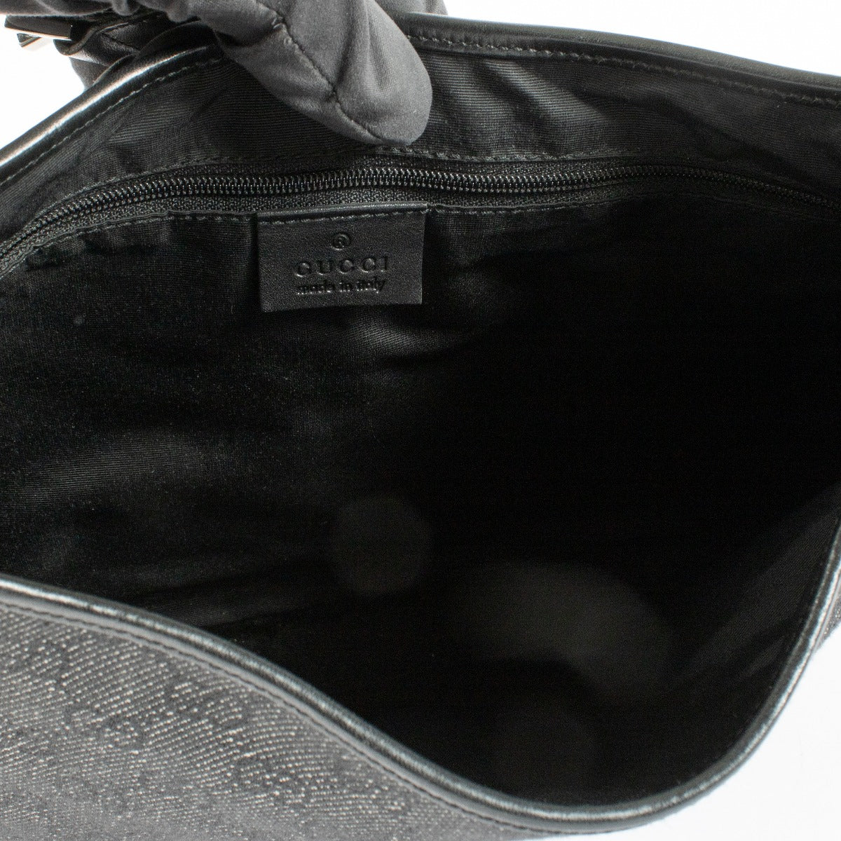 Authentic pre-loved Gucci Jackie Black GG Monogram Canvas Leather Shoulder Bag on Labellov.com