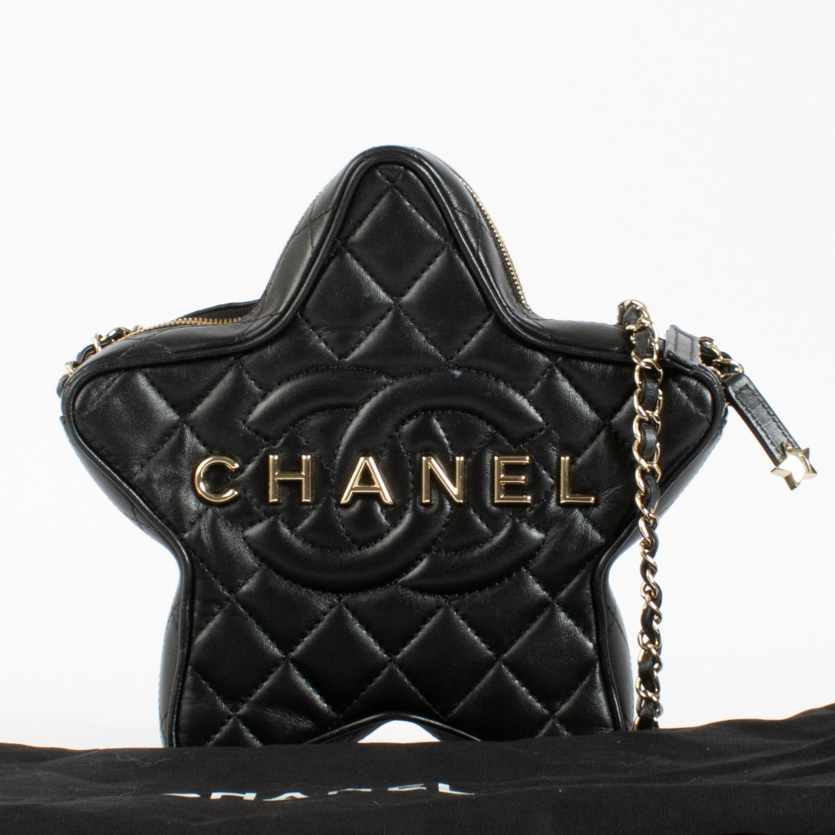 Authentic pre-loved Chanel Black Leather Star Bag on Labellov.com