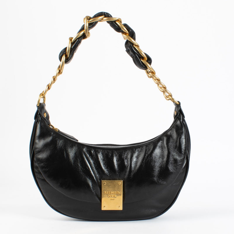 shop 100% authentic second hand Balmain Black Crinkled Lambskin 1945 Soft Hobo Bag on Labellov.com