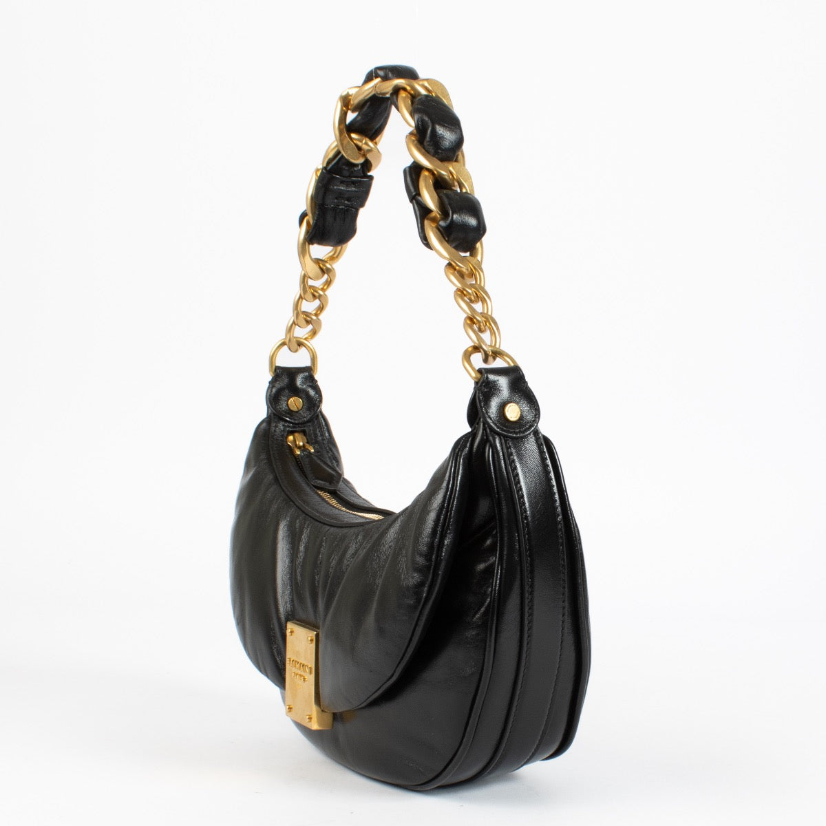 shop 100% authentic second hand Balmain Black Crinkled Lambskin 1945 Soft Hobo Bag on Labellov.com