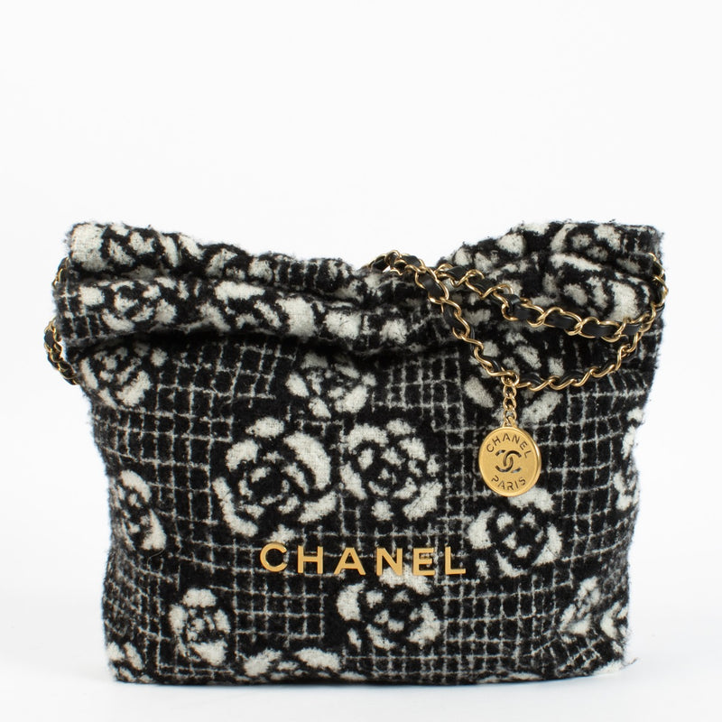 Chanel Camellia Wool Small Chanel 22 Bag