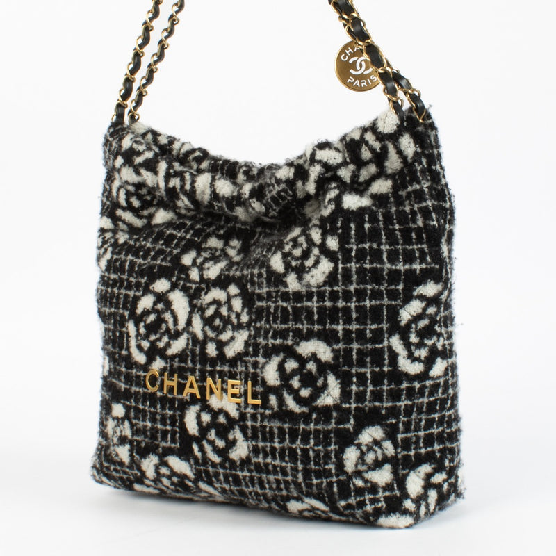 Chanel Camellia Wool Small Chanel 22 Bag