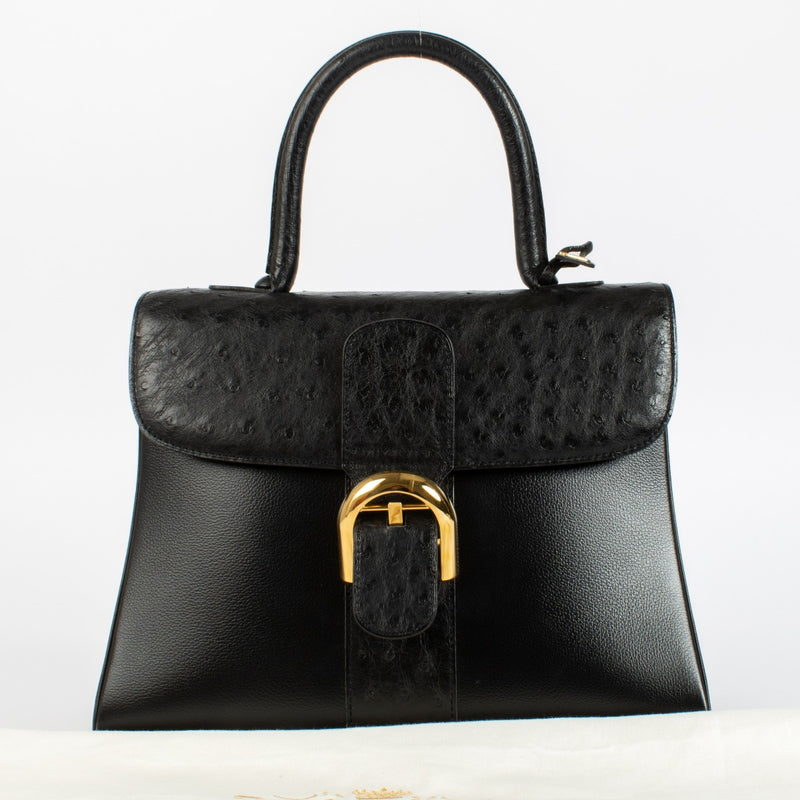 Delvaux Black Ostrich/Jumping Brillant MM