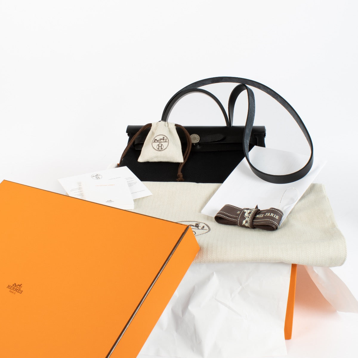 Hermès Herbag Zip 31 Toile Noire/Hunter Acier Palladié