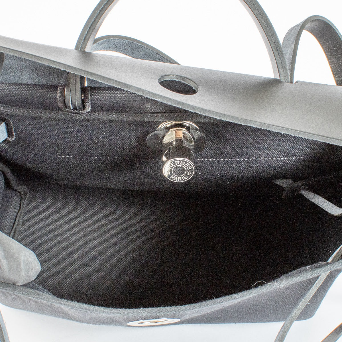 Hermès Herbag Zip 31 Toile Noire/Hunter Acier Palladié