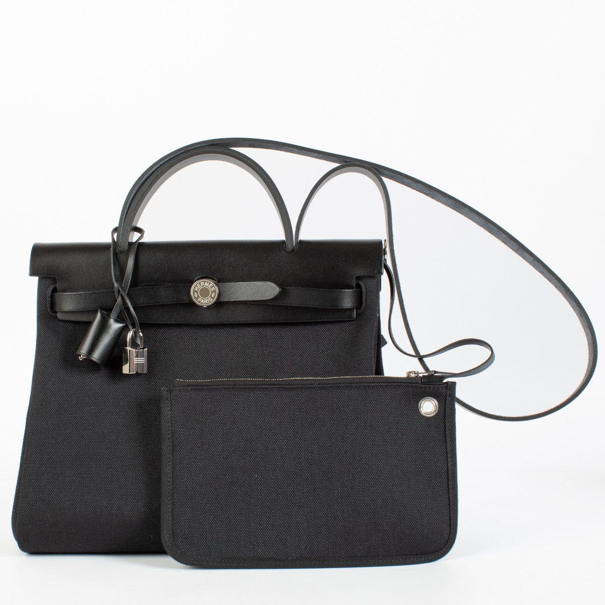Hermès Herbag Zip 31 Toile Noire/Hunter Acier Palladié