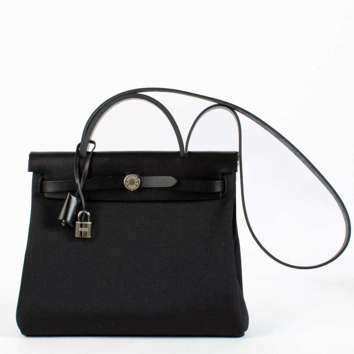 Hermès Herbag Zip 31 Toile Noire/Hunter Acier Palladié
