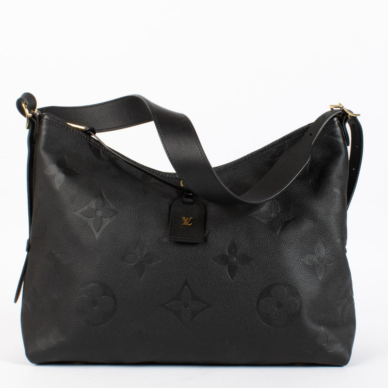 Louis Vuitton CarryAll “Carall” in black Monogram Empreinte leather — a sleek, versatile shoulder hobo bag in excellent pre-loved condition.