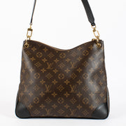 Louis Vuitton Odeon MM Monogram Canvas with black leather trim and gold-tone hardware. A chic, versatile everyday bag in excellent condition.