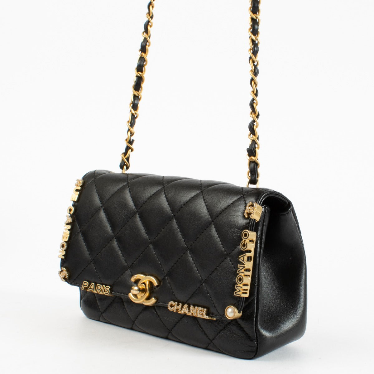 Chanel 23C Black Lambskin Monaco Mini Flap Bag