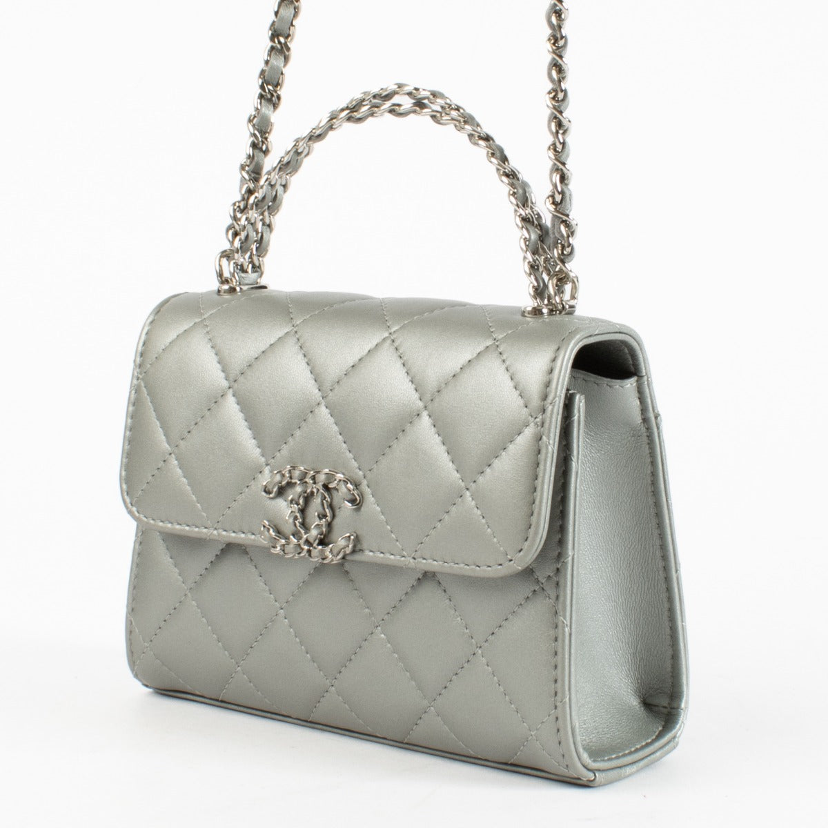 Chanel Leather Matelassé Bag in quilted lambskin with silver hardware at Labellov.com