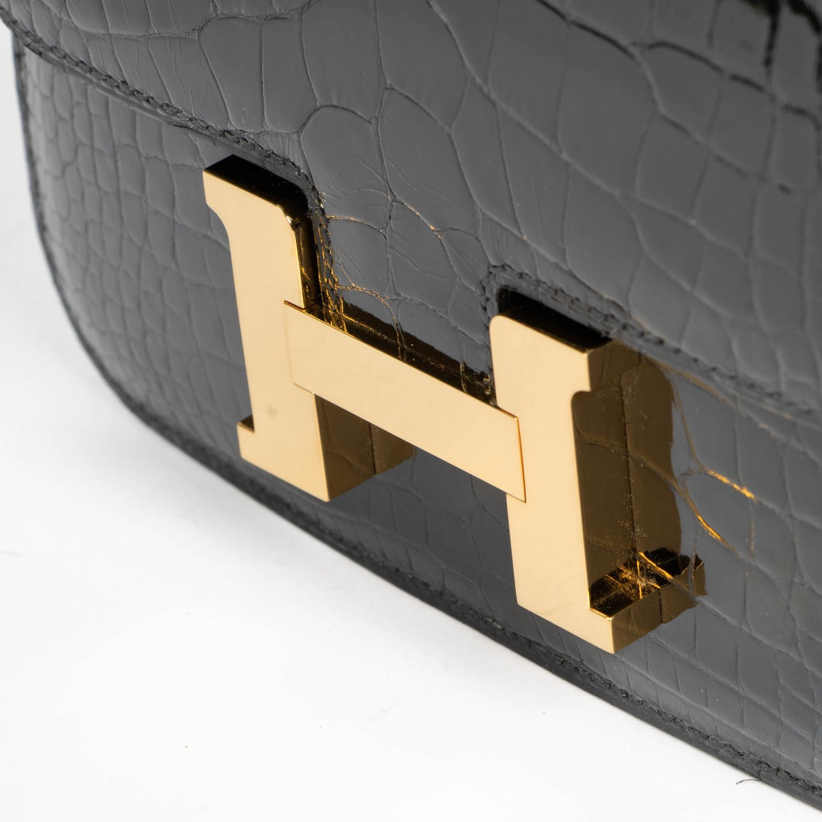Hermès Constance Mini Black Shiny Alligator GHW