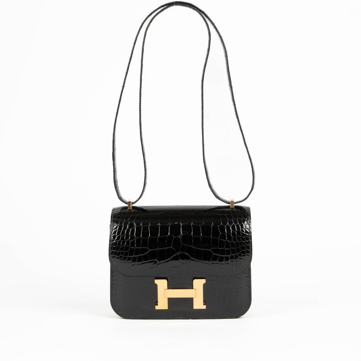 Hermès Constance Mini Black Shiny Alligator GHW