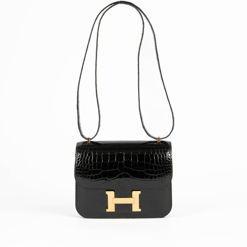 Hermès Constance Mini Black Shiny Alligator GHW