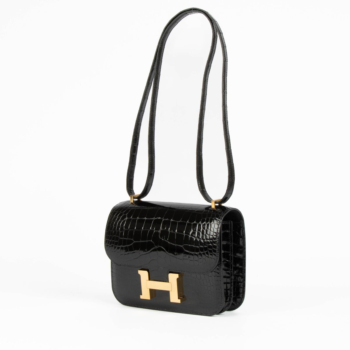 Hermès Constance Mini Black Shiny Alligator GHW