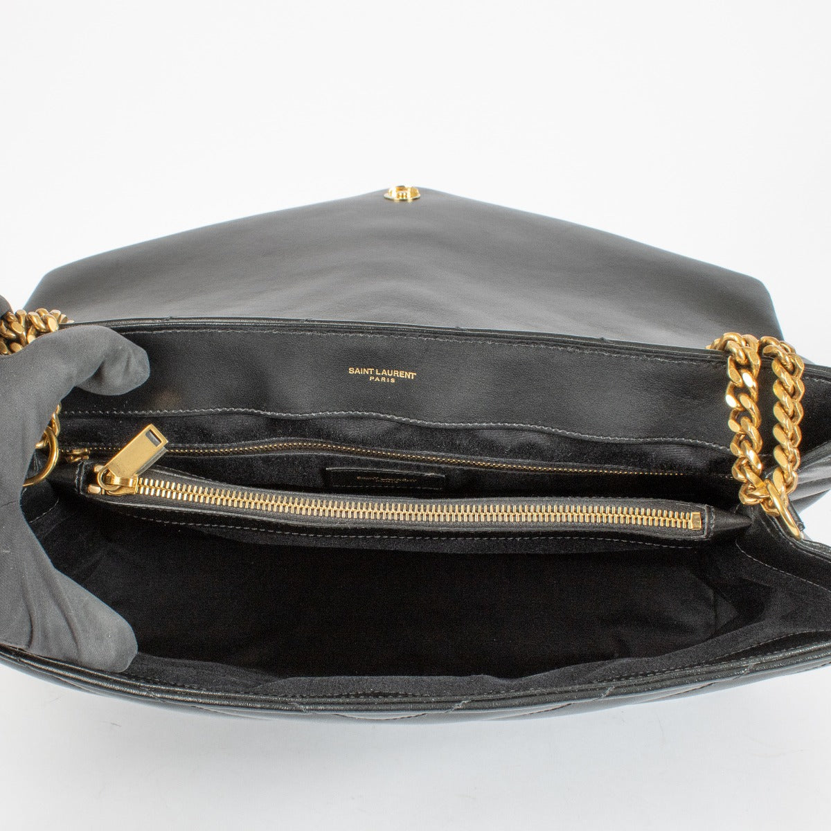 Authentic pre-loved Saint Laurent Black Quilted Leather Large LouLou Bag on Labellov.com