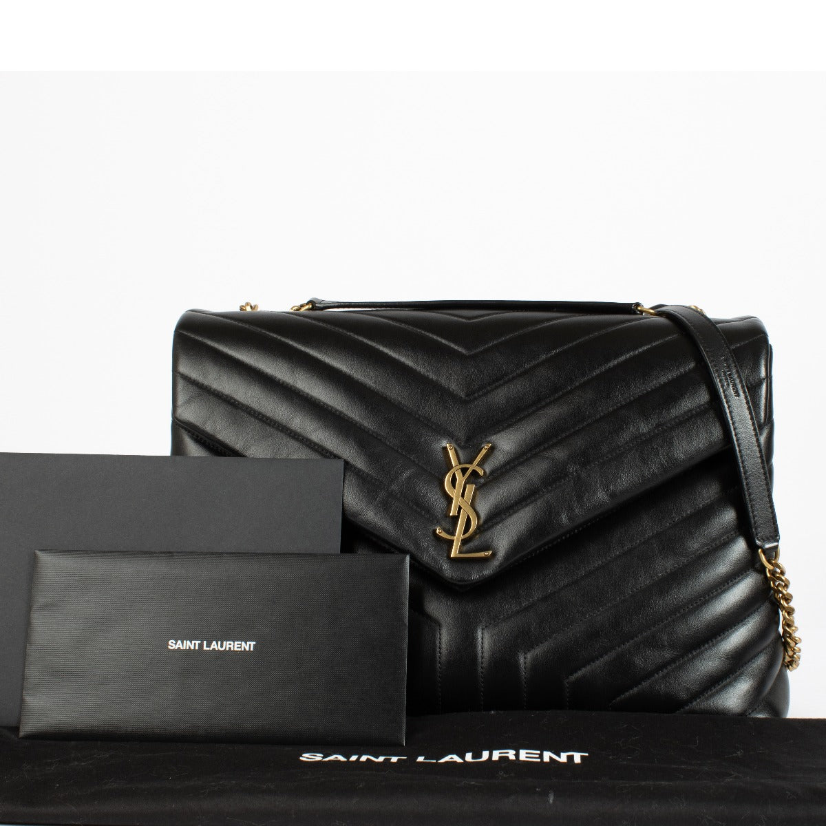 Authentic pre-loved Saint Laurent Black Quilted Leather Large LouLou Bag on Labellov.com