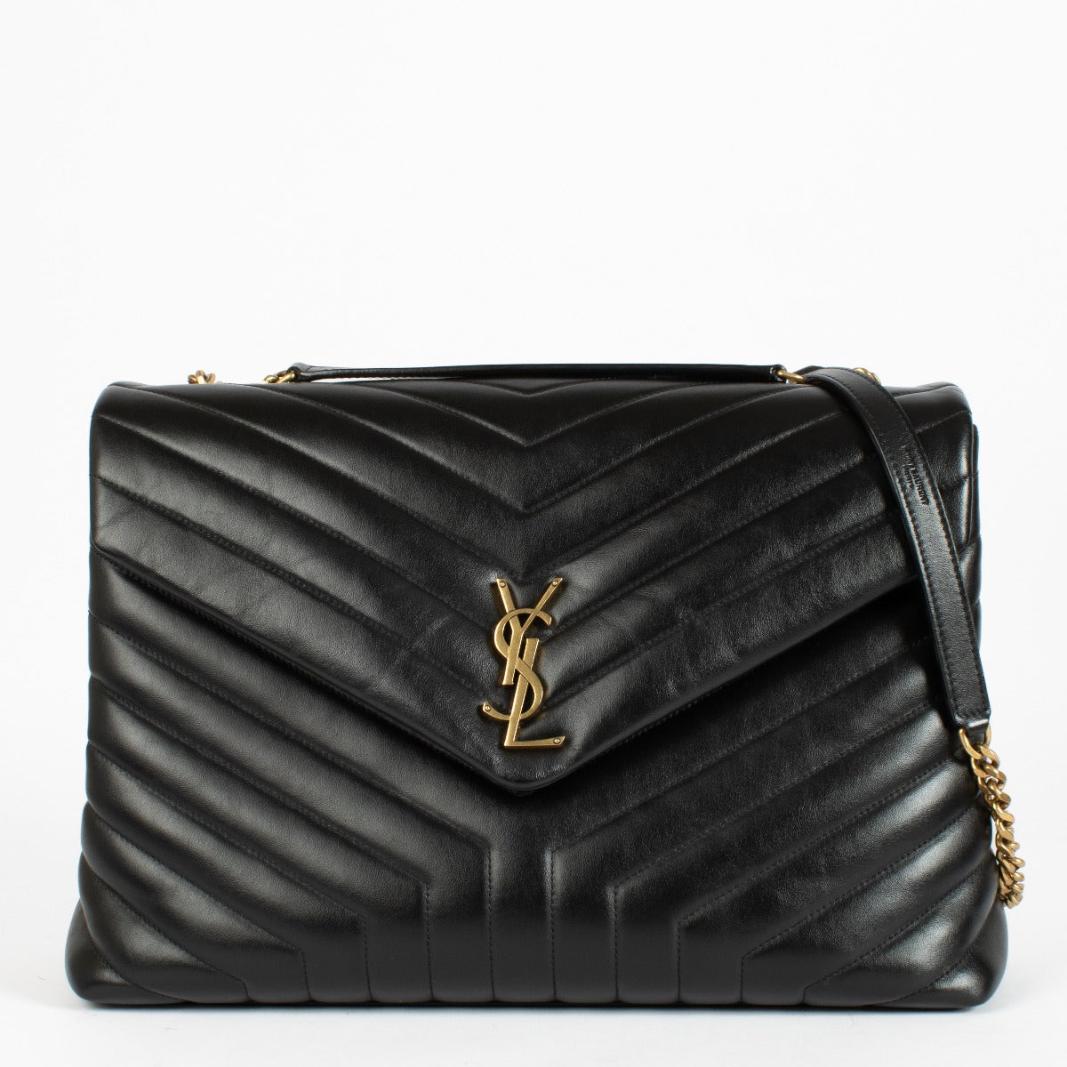 Authentic pre-loved Saint Laurent Black Quilted Leather Large LouLou Bag on Labellov.com