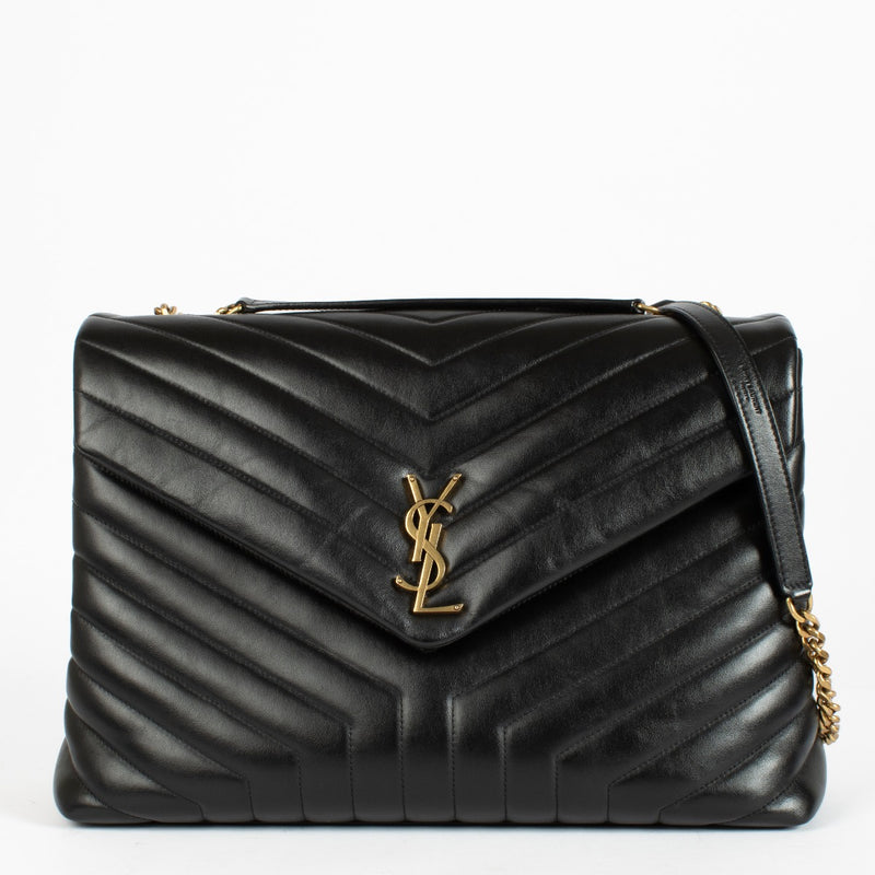 Authentic pre-loved Saint Laurent Black Quilted Leather Large LouLou Bag on Labellov.com
