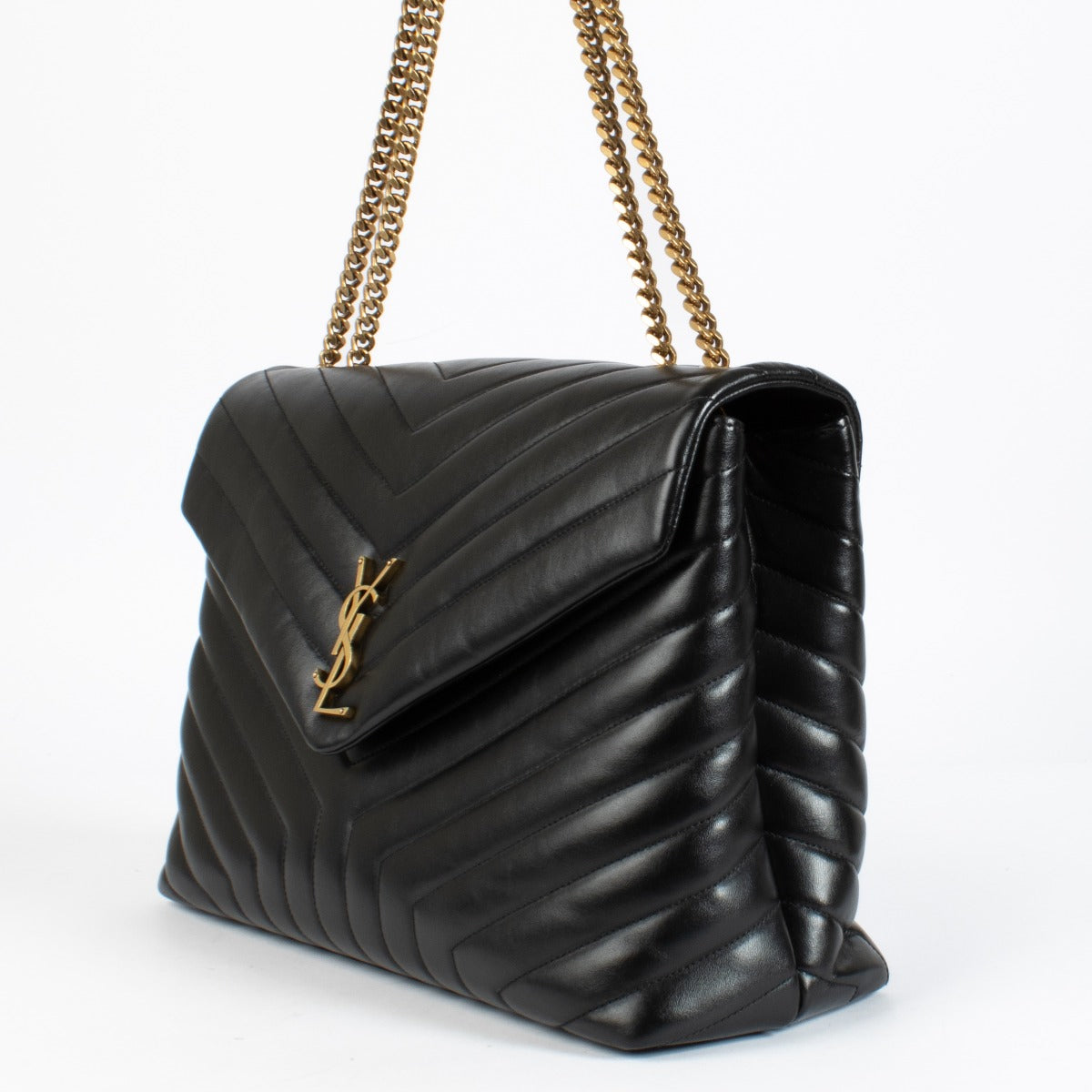 Authentic pre-loved Saint Laurent Black Quilted Leather Large LouLou Bag on Labellov.com