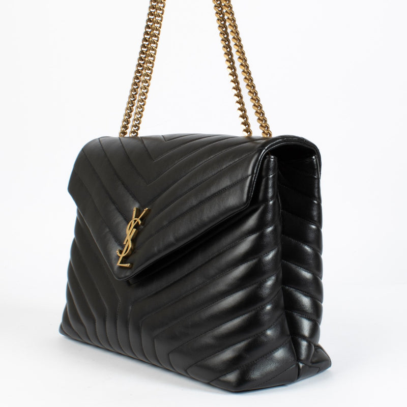 Authentic pre-loved Saint Laurent Black Quilted Leather Large LouLou Bag on Labellov.com