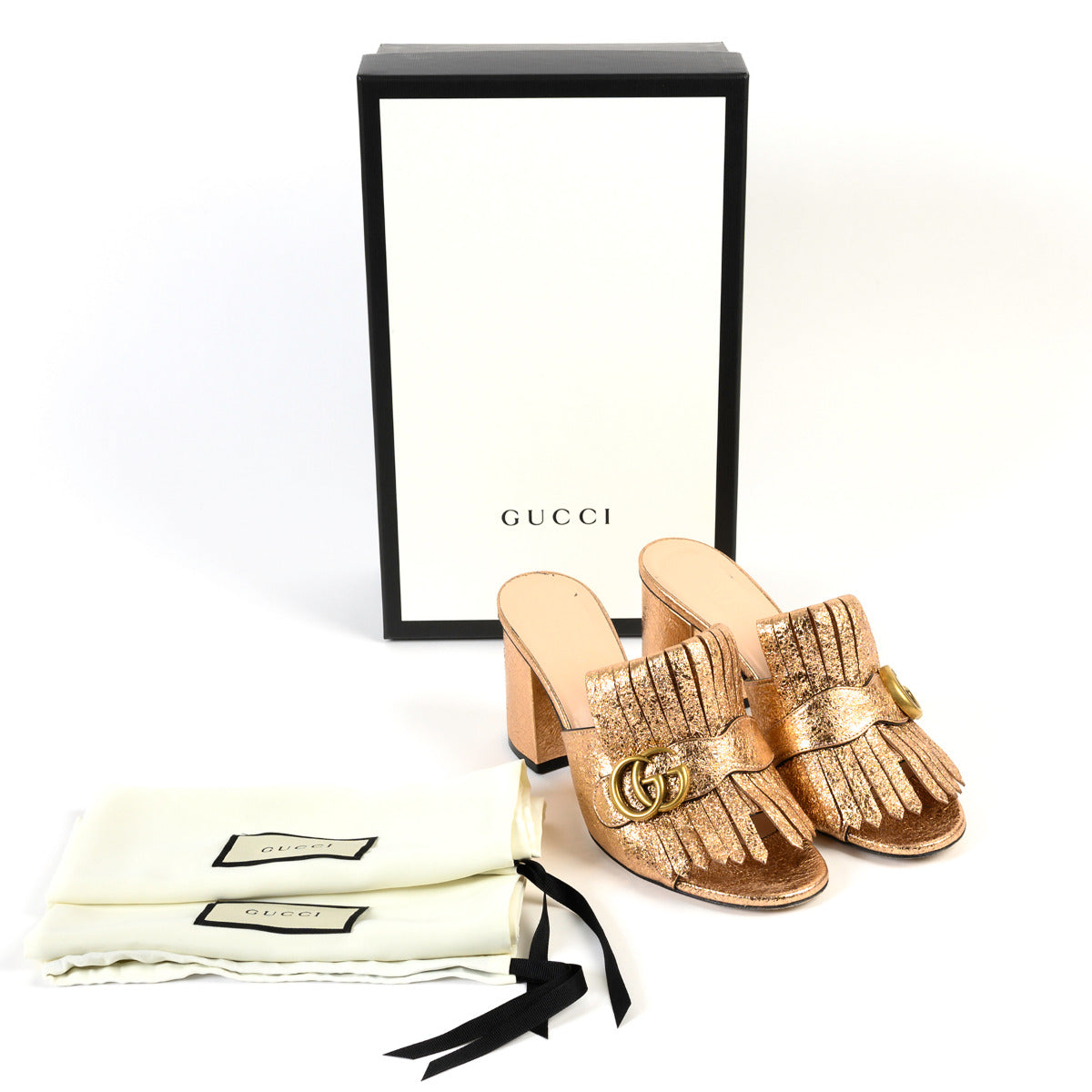 Gucci Rose Gold Marmont Pumps - Size 38 for the best price at Labellov secondhand luxury in Antwerp
