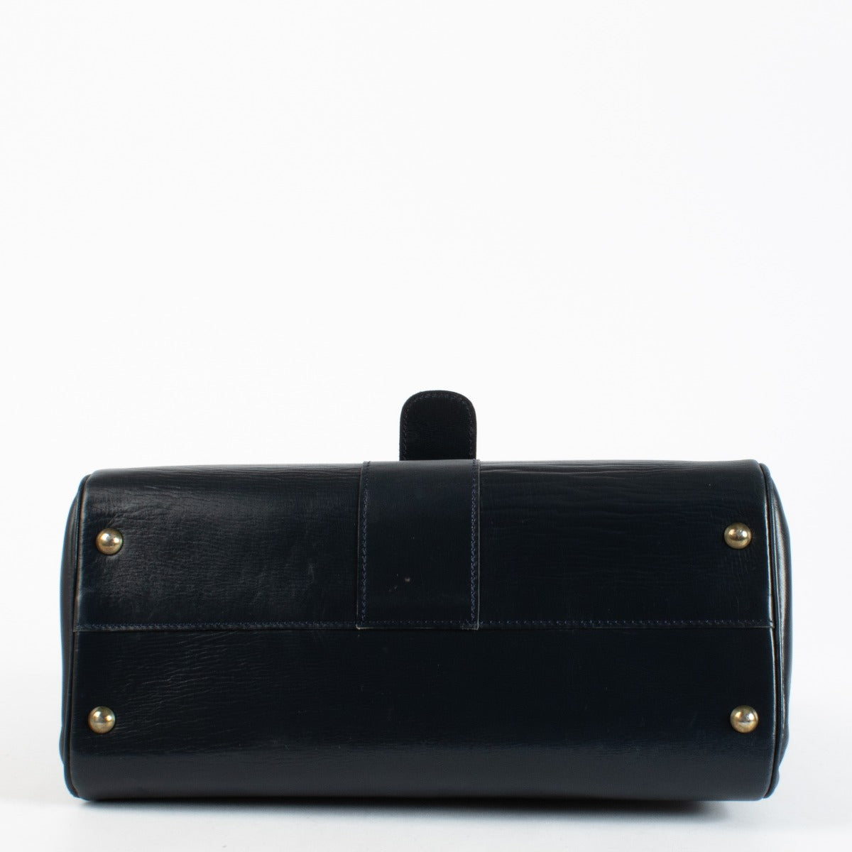Delvaux 1960s Marine Blue Leather Brillant MM in smooth box leather with gold-tone hardware, available at Labellov.com