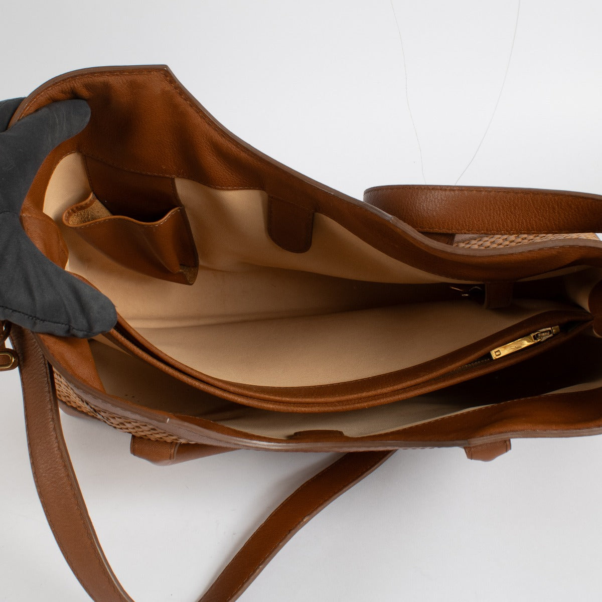 authentic preloved Delvaux Fauve Toile de Cuir Panier Palais Bag on Labellov.com
