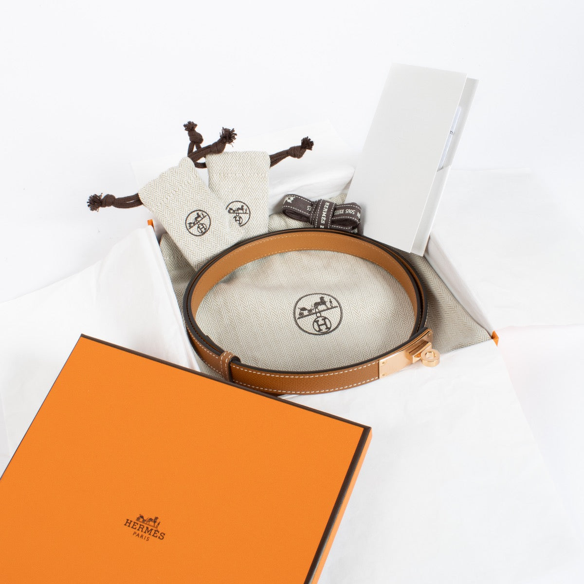 Ceinture Hermès Kelly 18 Epsom or RGHW