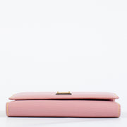 Dolce & Gabbana Pink Miss Sicily Von Bag with gold hardware and navy handle at Labellov.com.