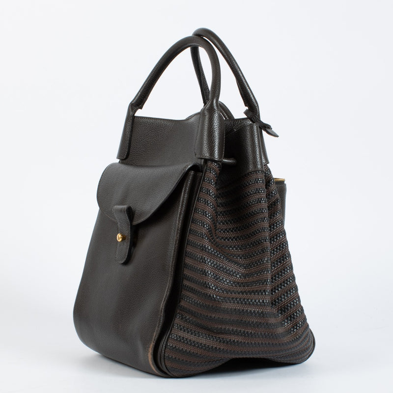 Authentic pre-loved Delvaux Dark Brown Belon Toile de Cuir Bag on Labellov.com