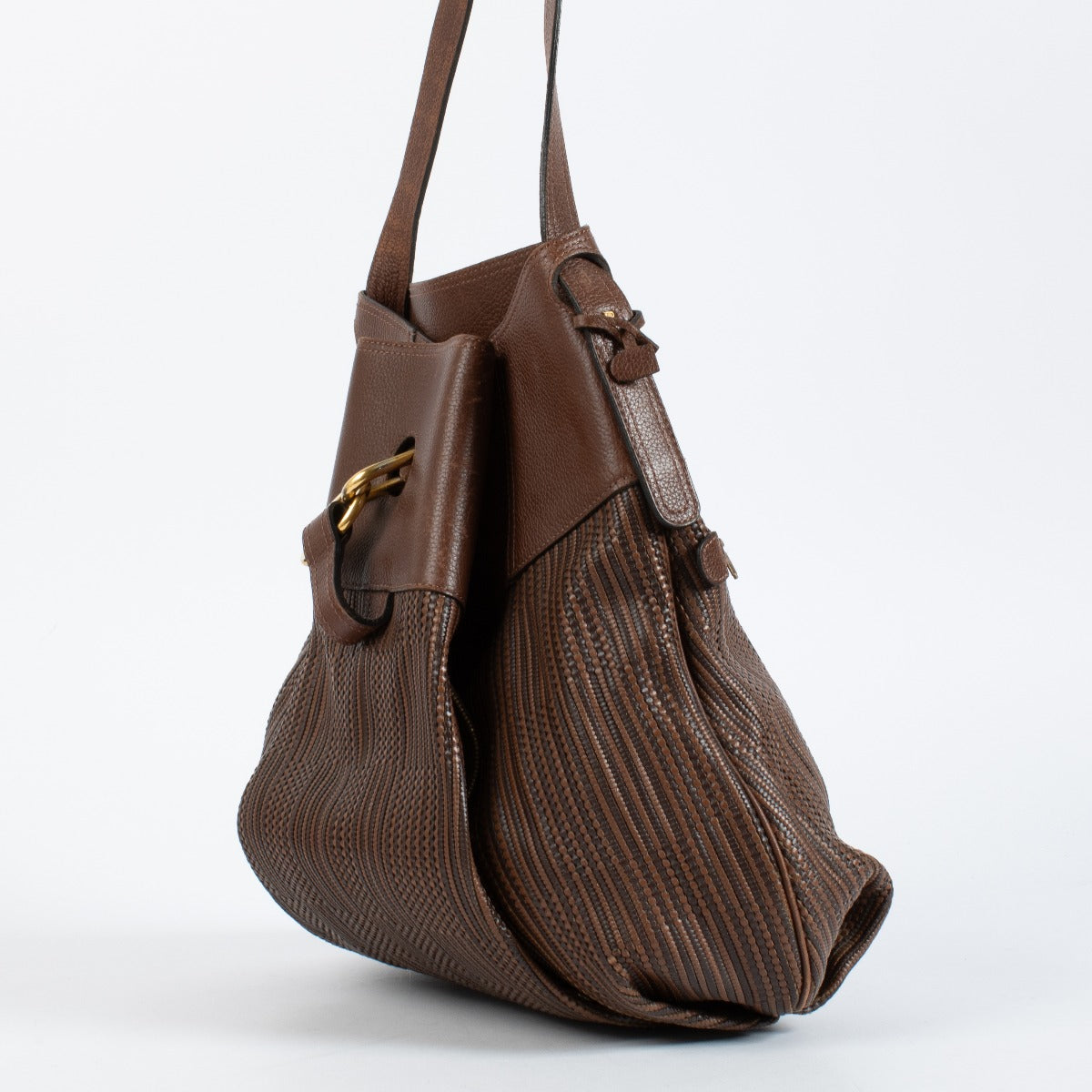 Authentic pre-loved Delvaux Brown Toile De Cuir Faust Bag on Labellov.com