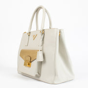 authentic preloved Prada White Saffiano Front Pocket Large Galleria Bag on Labellov.com