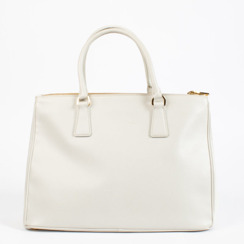 authentic preloved Prada White Saffiano Front Pocket Large Galleria Bag on Labellov.com