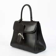 Delvaux Brillant MM in black Box Calf leather with silver buckle and soft vintage patina at Labellov.com