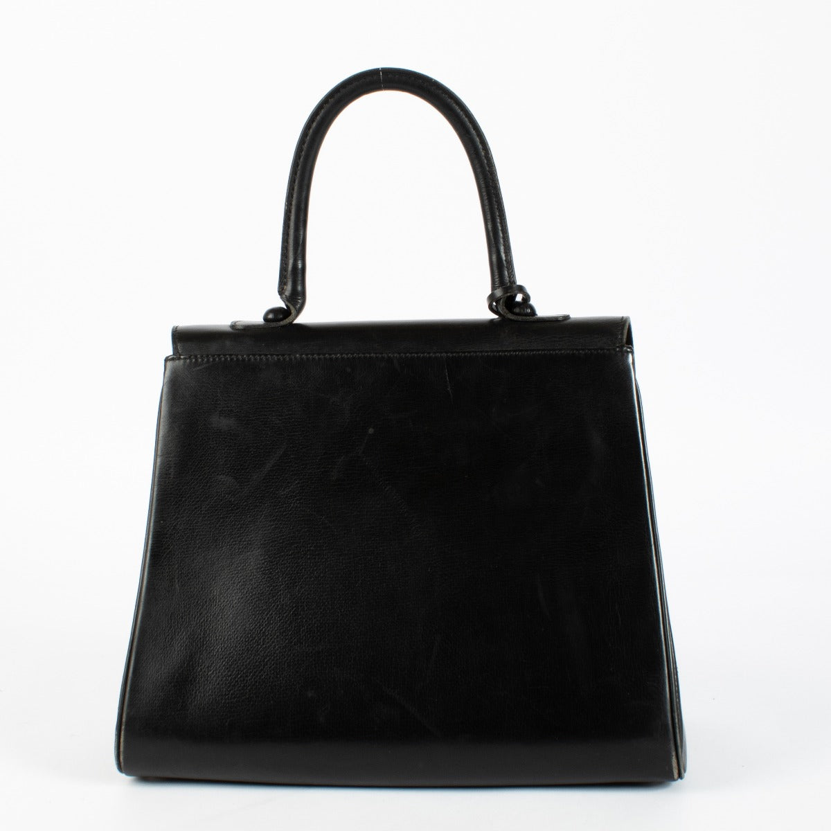 Delvaux Brillant MM in black Box Calf leather with silver buckle and soft vintage patina at Labellov.com