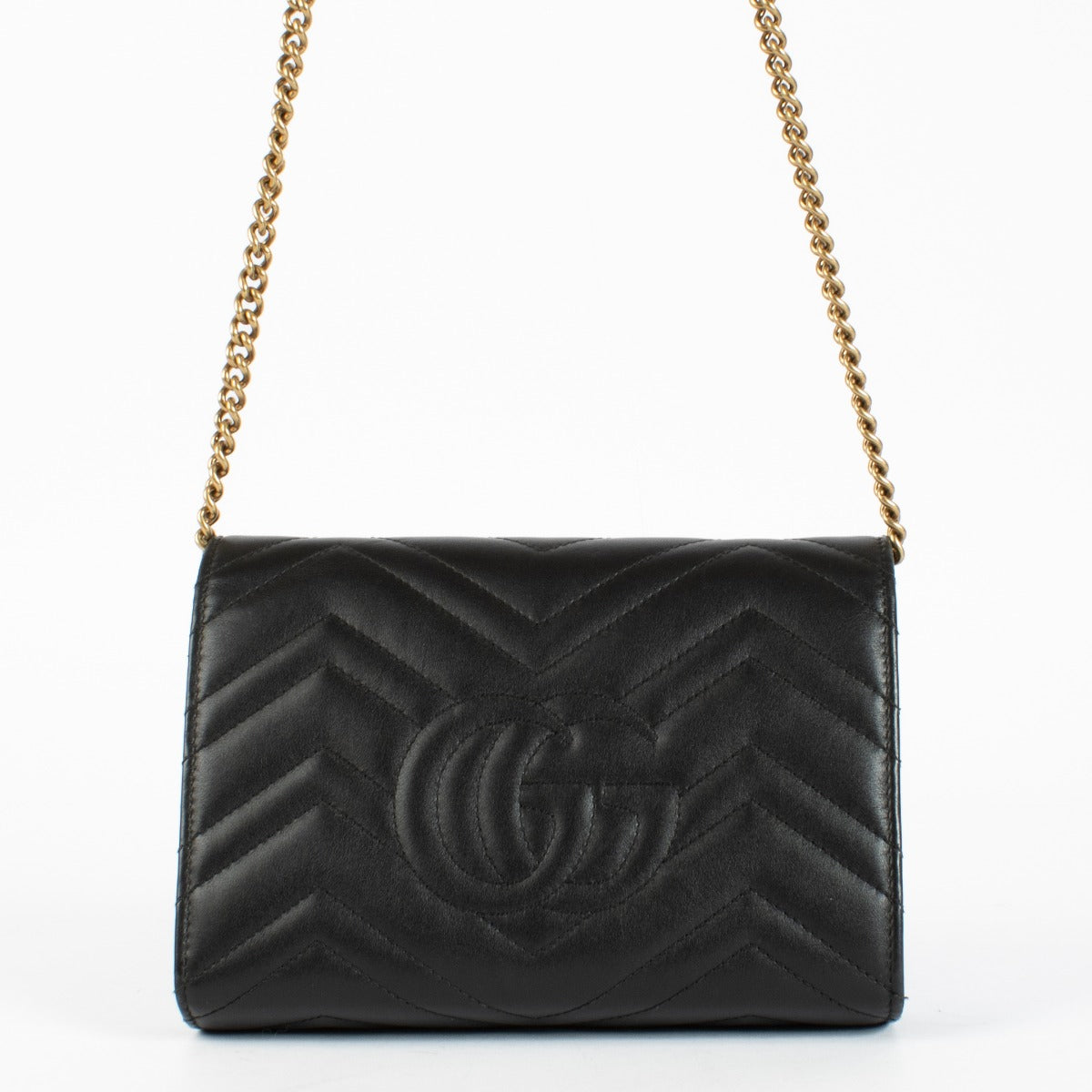Authentic pre-loved Gucci GG Black Marmont Wallet On Chain on Labellov.com