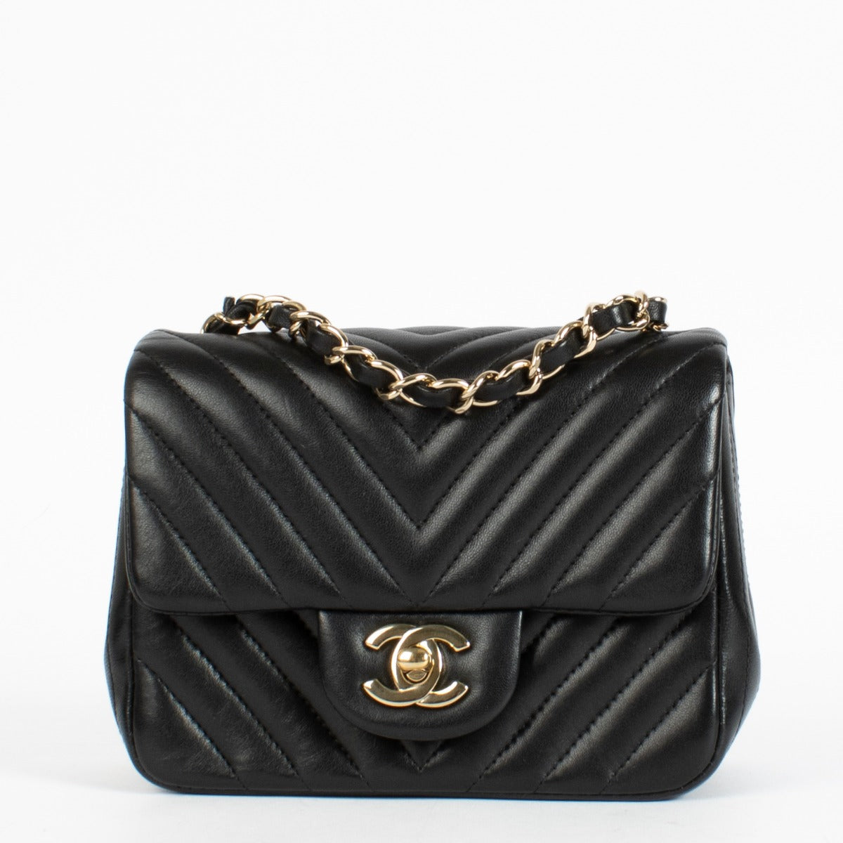 Sac à main Chanel Classique Mini Carré Noir Chevron