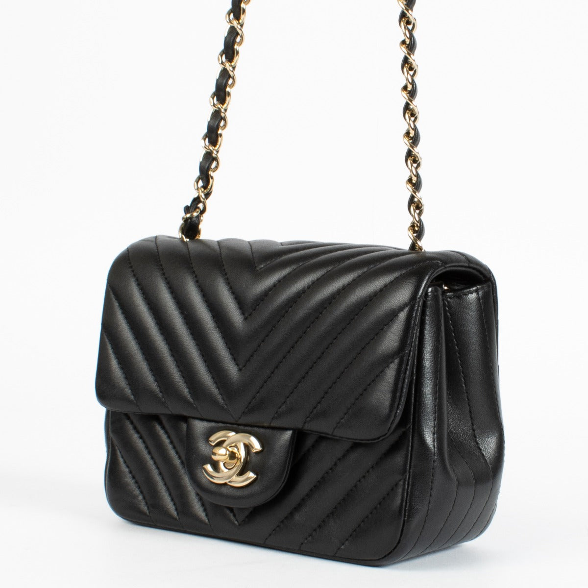 Sac à main Chanel Classique Mini Carré Noir Chevron