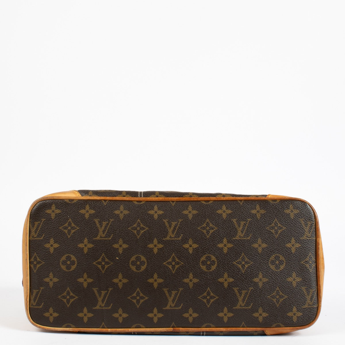 Louis Vuitton Monogram Rivets Handbag with gold rivet detailing and natural leather handles at Labellov.com