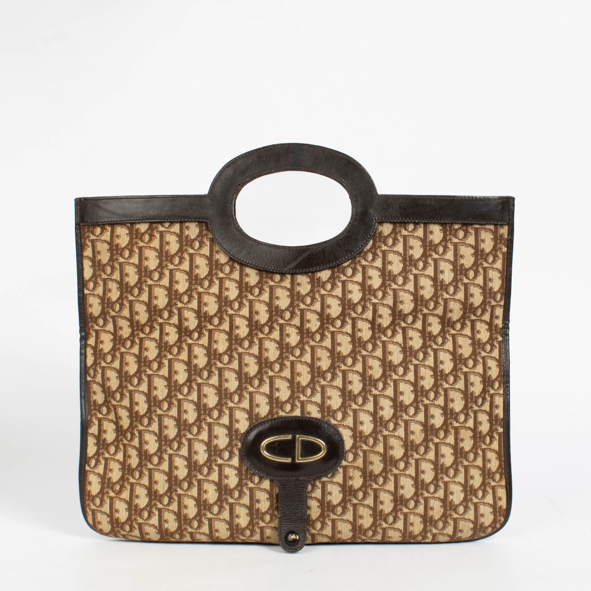 Shop the authentic Christian Dior Brown Oblique Vintage Fold Clutch on Labellov.com